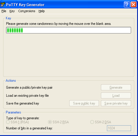 Putty ssh key generation utility management